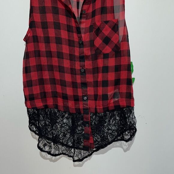 I’m Dream Out Loud by Selena Gomez Women's Plaid Sleeveless Lace Hem Top Small N - Picture 2 of 10